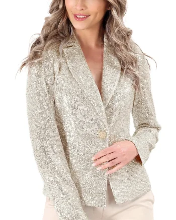 Sacou elegant din paiete S63-TQJ, Auriu,