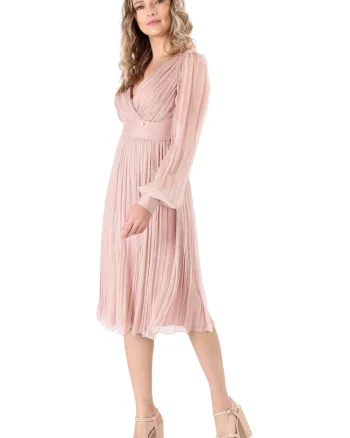 Rochie eleganta din voal de matase naturala RGY-YSD, Bej Natural,