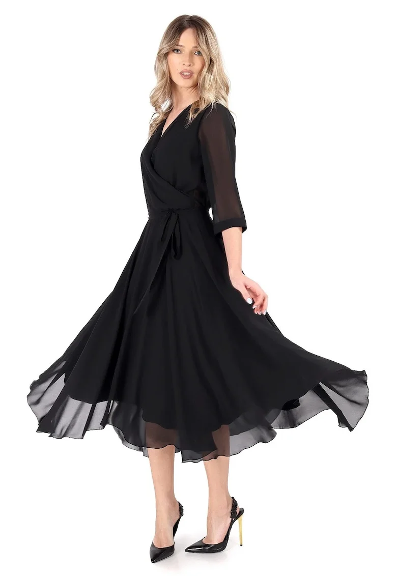 Rochie eleganta din voal uni RKX-TFN, Negru,