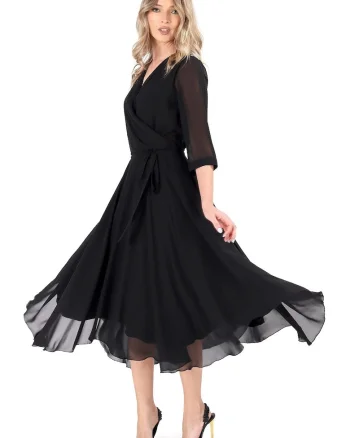 Rochie eleganta din voal uni RKX-TFN, Negru,