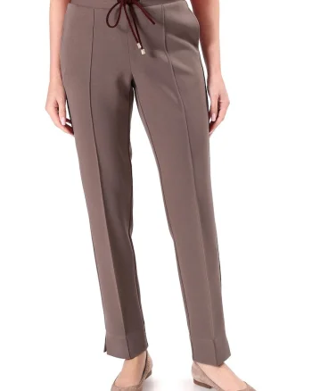 Pantaloni lejeri din stofa plina tip scuba cu bumbac PG9-SGD, Maro,
