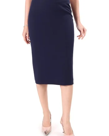 Fusta creion midi din stofa elastica cu viscoza FAS-ID, Bleumarin