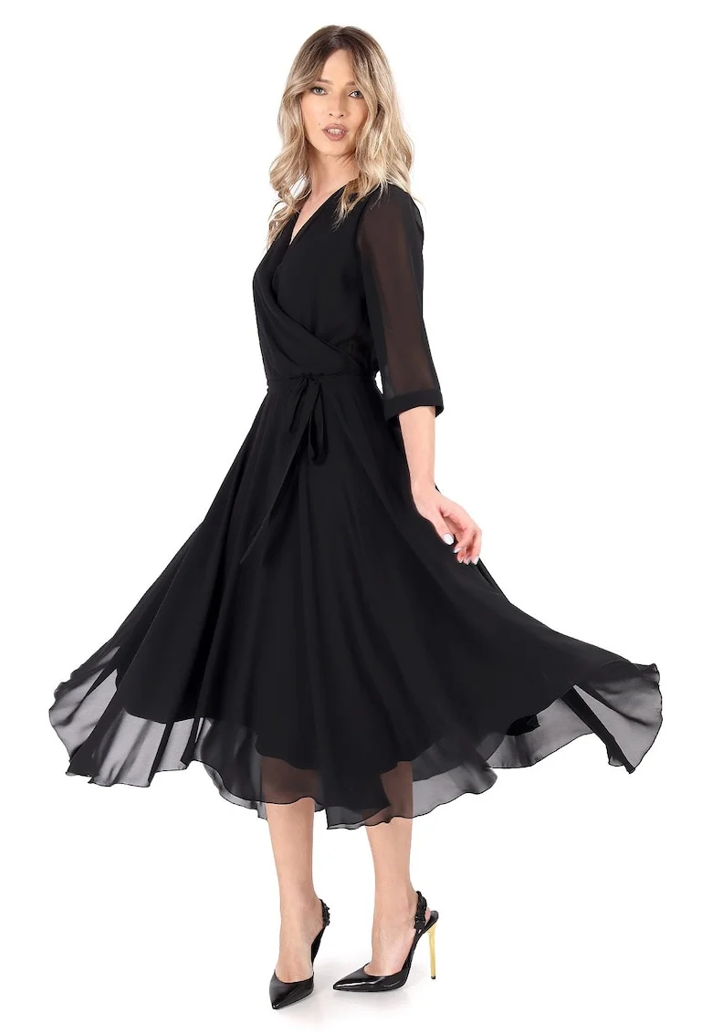 Rochie eleganta din voal uni RKX-TFN, Negru,