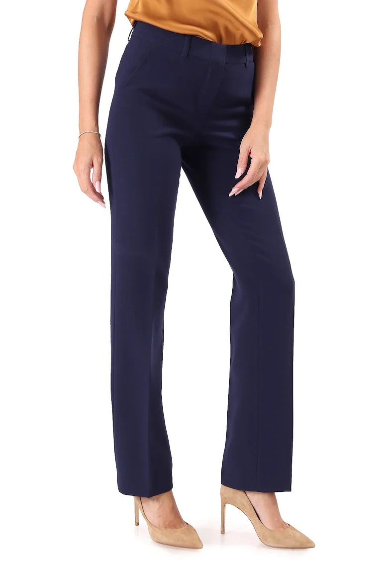 Pantaloni drepti din stofa elastica PSJ-IO, Bleumarin