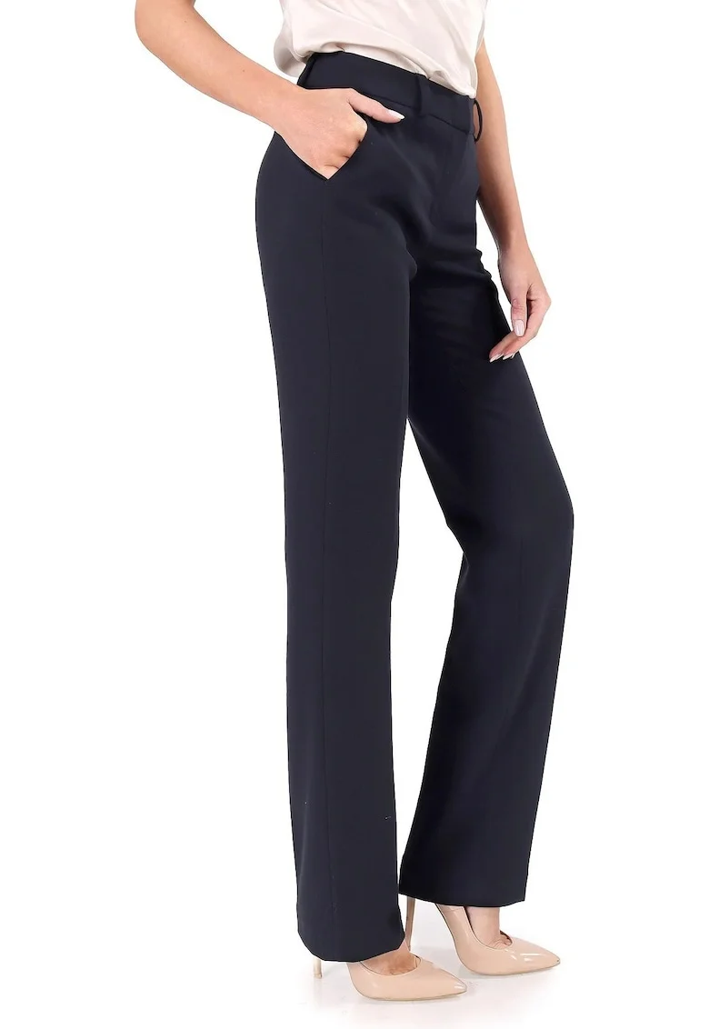 Pantaloni drepti din stofa elastica PSJ-IO, Bleumarin inchis