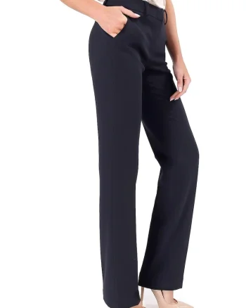 Pantaloni drepti din stofa elastica PSJ-IO, Bleumarin inchis