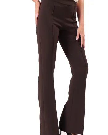 Pantaloni pana din stofa elastica cu viscoza PAJ-JU, Maro