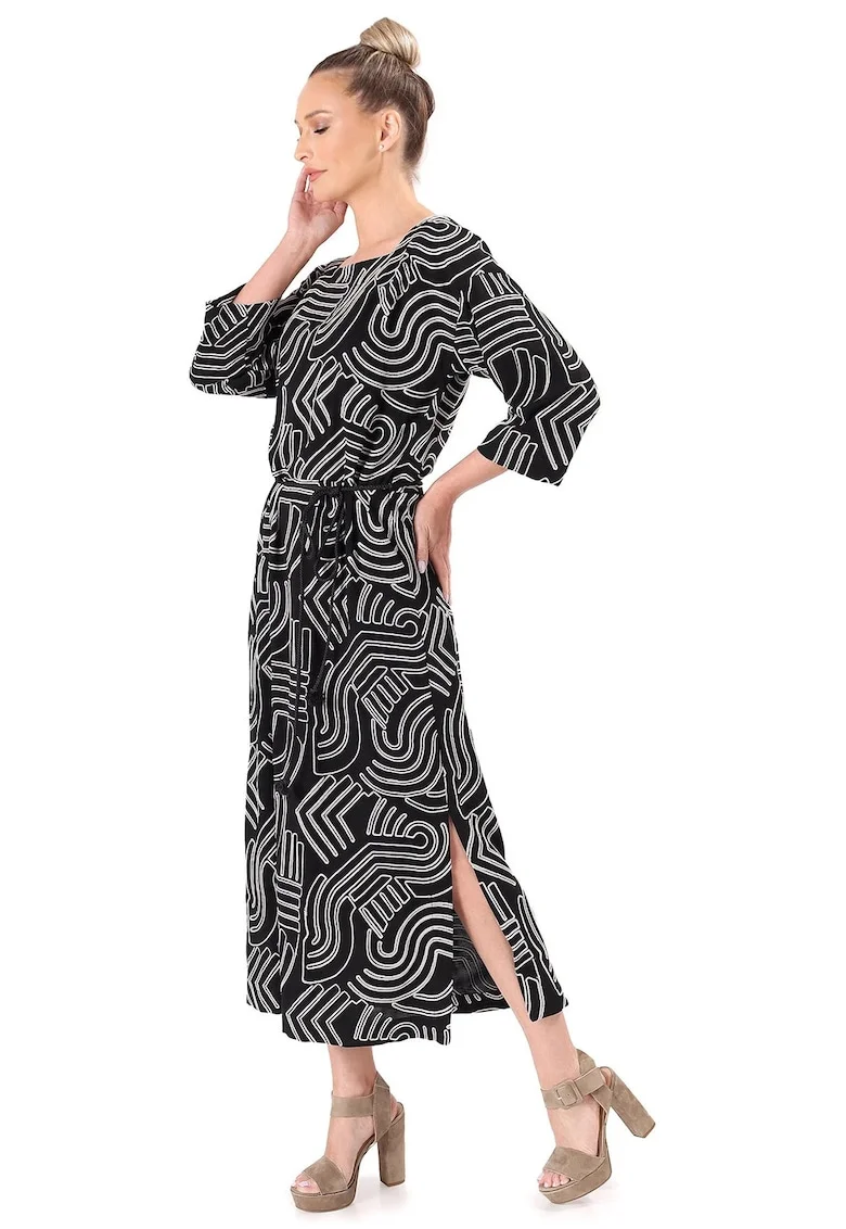 Rochie eleganta din viscoza brodata summer zen garden R8V-MIN, Negru,