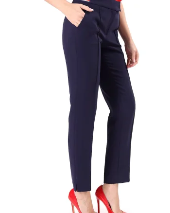 Pantaloni pana din stofa elastica cu viscoza PAJ-IO, Bleumarin