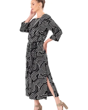 Rochie eleganta din viscoza brodata summer zen garden R8V-MIN, Negru,