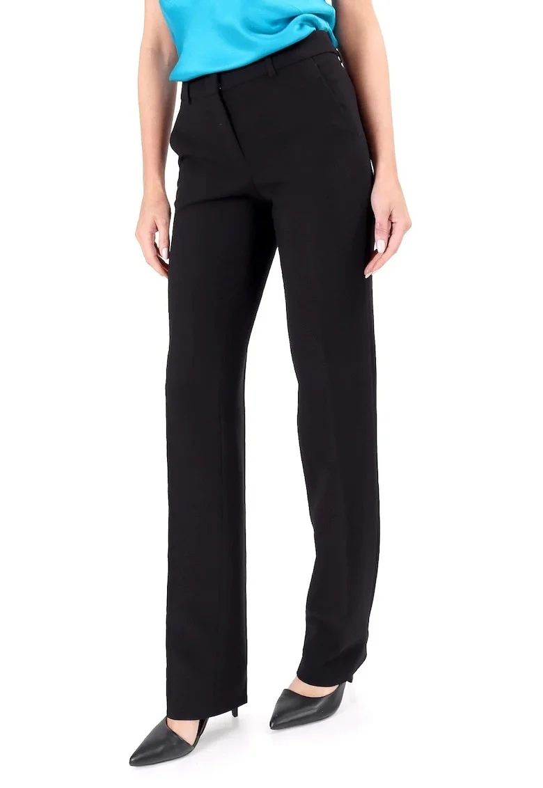 Pantaloni drepti din stofa elastica PSJ-IO, Negru