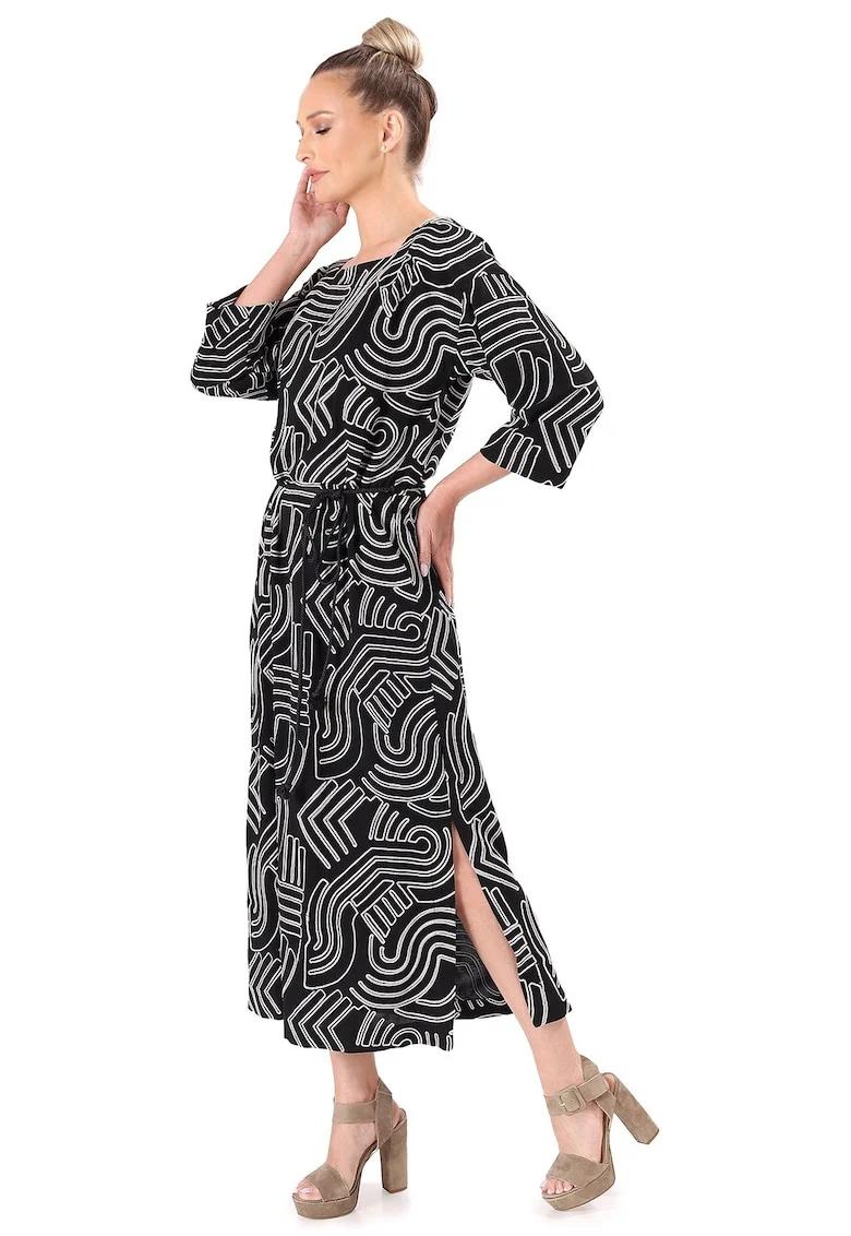 Rochie eleganta din viscoza brodata summer zen garden R8V-MIN, Negru,