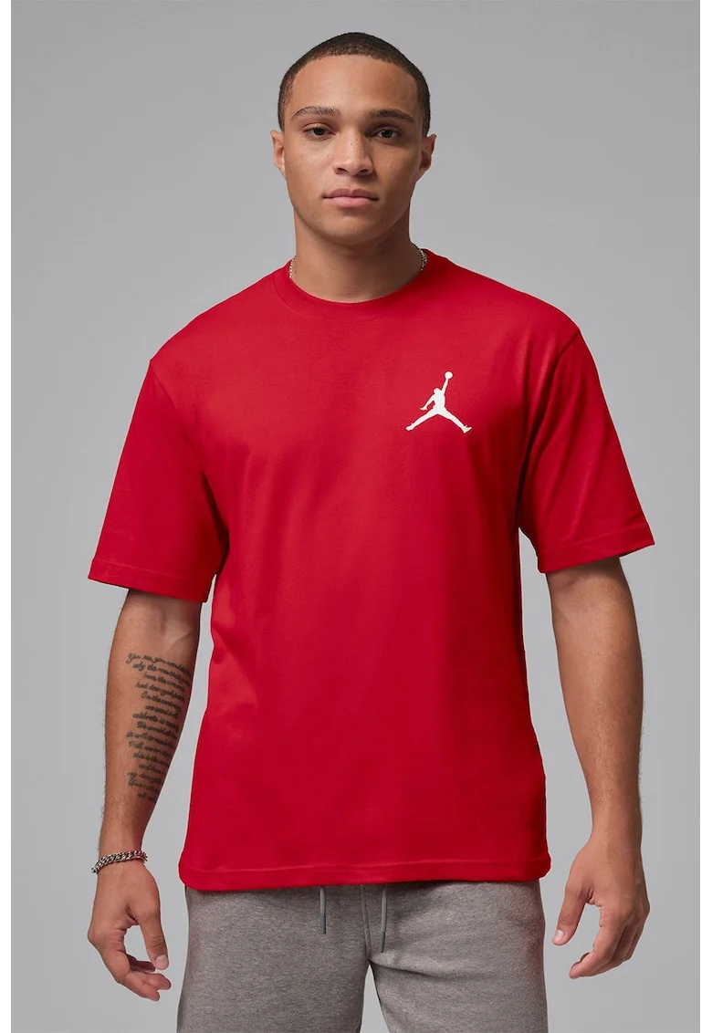 Tricou regular fit de bumbac pentru baschet, Rosu/Alb