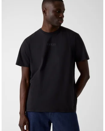 Tricou regular-fit din bumbac cu imprimeu monograma pe partea din spate, Negru