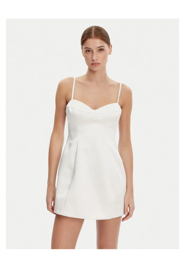 Rochie de cocktail,  alb, sintetic/viscoza, fara maneci, cambrata, 40