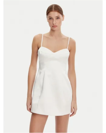 Rochie de cocktail,  alb, sintetic/viscoza, fara maneci, cambrata, 40