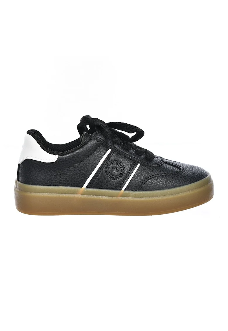 Pantofi sport low-cut de piele ecologica, Alb/Negru