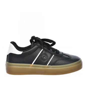 Pantofi sport low-cut de piele ecologica, Alb/Negru