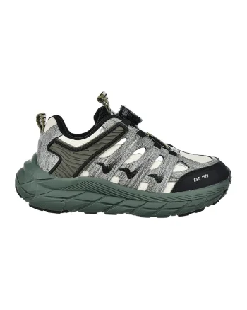 Pantofi sport cu logo si sireturi, Alb/Gri