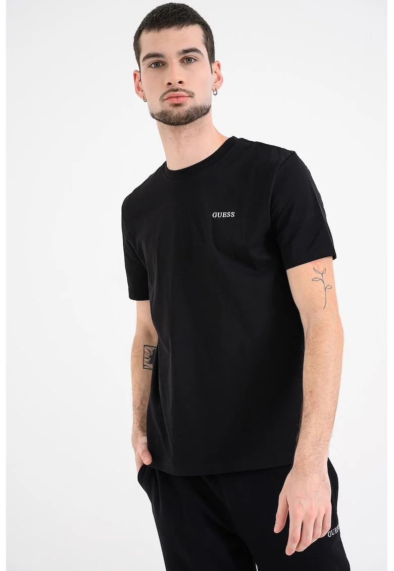 Tricou de bumbac pentru antrenament, Negru/Argintiu
