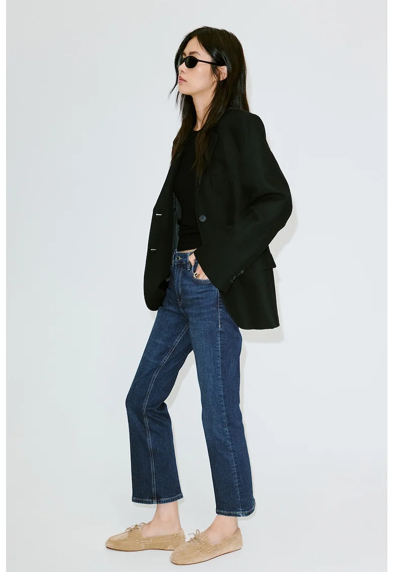 Blugi crop evazati, Albastru inchis