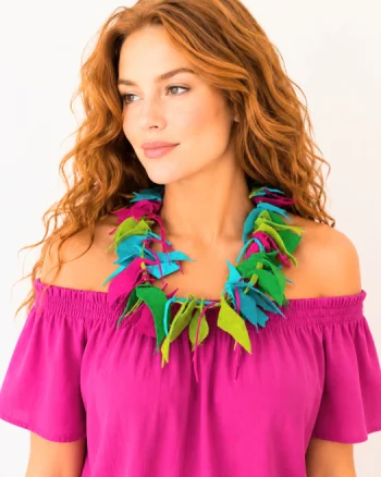 Colier handmade din piele naturala,nuante bleu,olive,verde smarald , fuchsia
