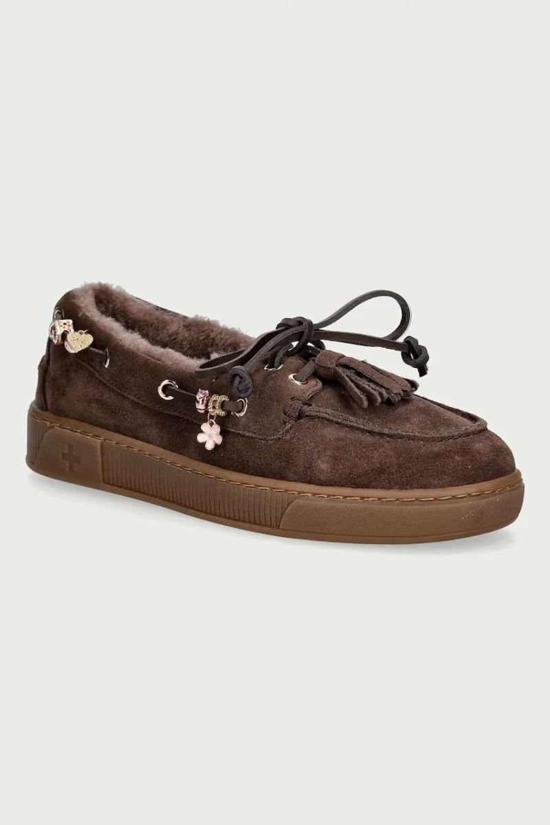 Gio+ mocasini pentru femei din piele întoarsă Moka