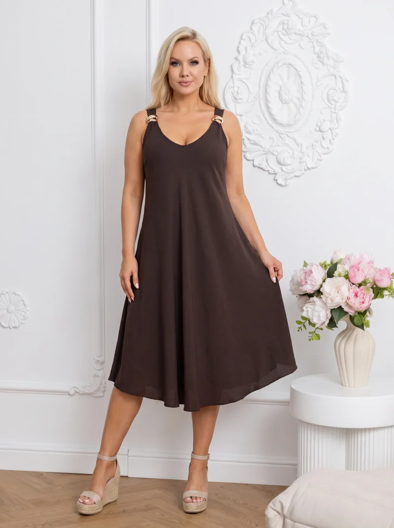 Rochie midi cu detaliu auriu pe ...