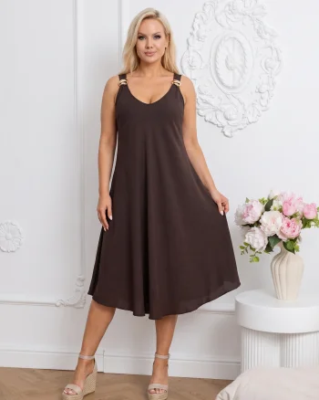 Rochie midi cu detaliu auriu pe ...