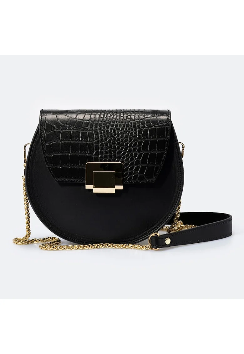 Geanta crossbody de piele cu aspect de piele de crocodil