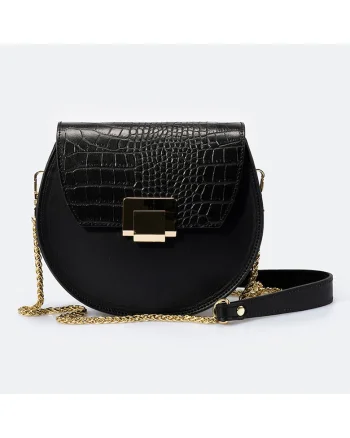 Geanta crossbody de piele cu aspect de piele de crocodil
