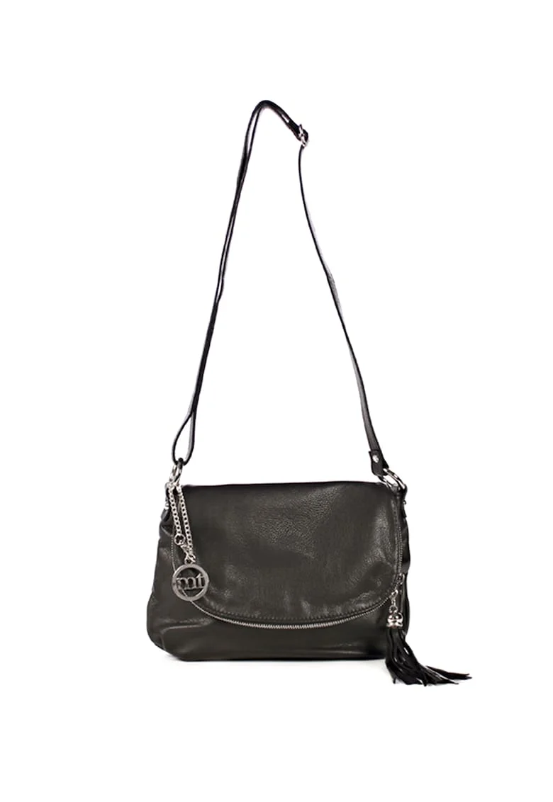 Geanta crossbody de piele Bausam, Negru, 20 x 27 x 5 cm