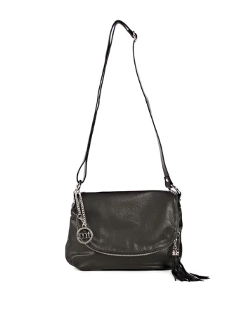 Geanta crossbody de piele Bausam, Negru, 20 x 27 x 5 cm