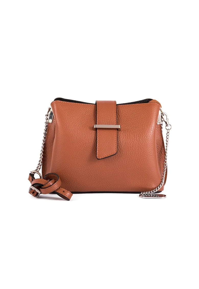 Geanta crossbody din piele Ciosa, Maro scortisoara/Argintiu
