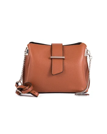 Geanta crossbody din piele Ciosa, Maro scortisoara/Argintiu