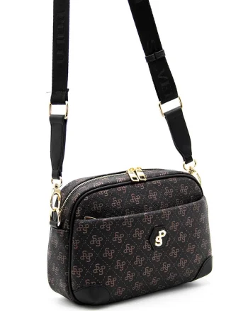 Geanta crossbody cu logo, Negru