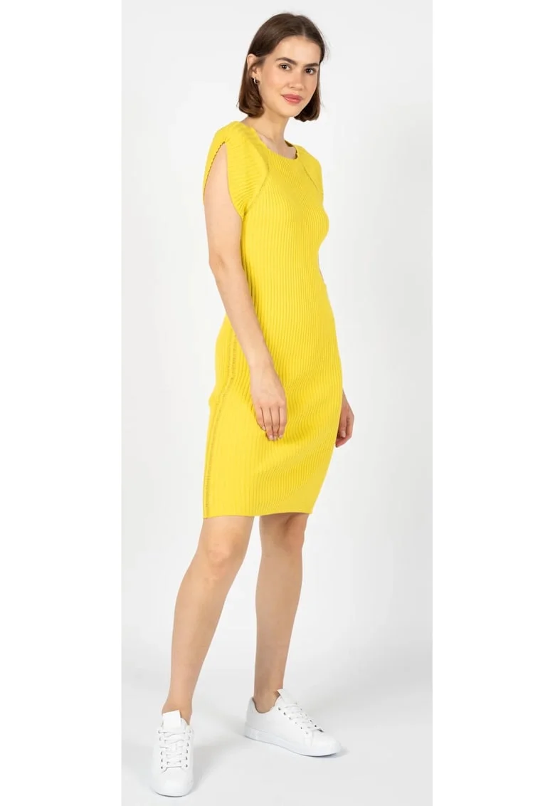 Rochie scurta bodycon cu aspect striat,