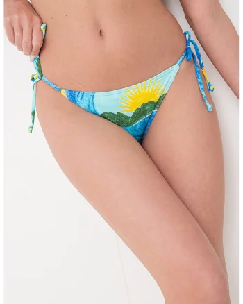 Slip de baie cu model tropical Atlas, Verde aquamarin/Albastru deschis