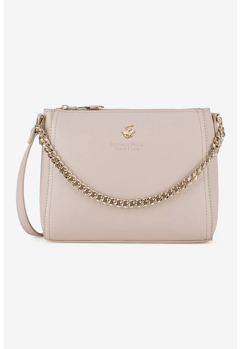 Geanta crossbody de piele ecologica, Alb fildes