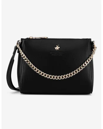 Geanta crossbody de piele ecologica, Negru