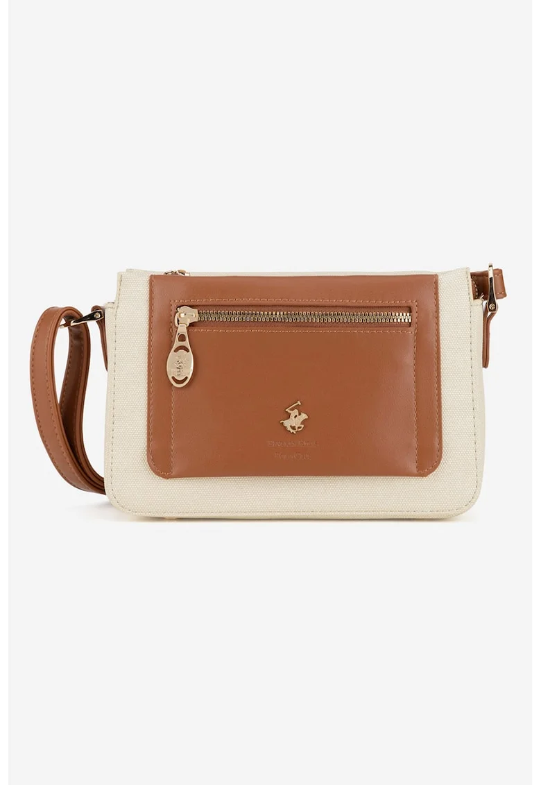 Geanta crossbody cu logo, Caramel/Bej deschis