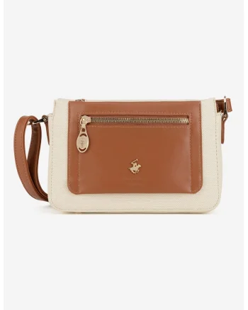 Geanta crossbody cu logo, Caramel/Bej deschis