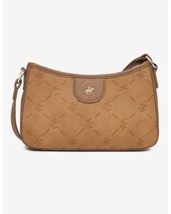 Geanta crossbody de piele ecologica, Maro taupe/Caramel