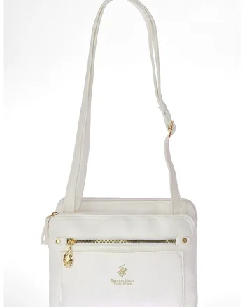 Geanta crossbody de piele ecologica cu doua compartimente, Alb