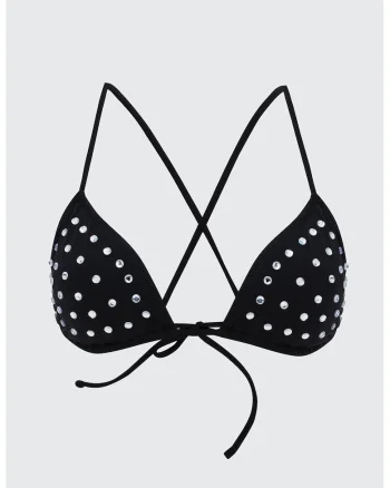 Sutien de baie cu strasuri, Negru
