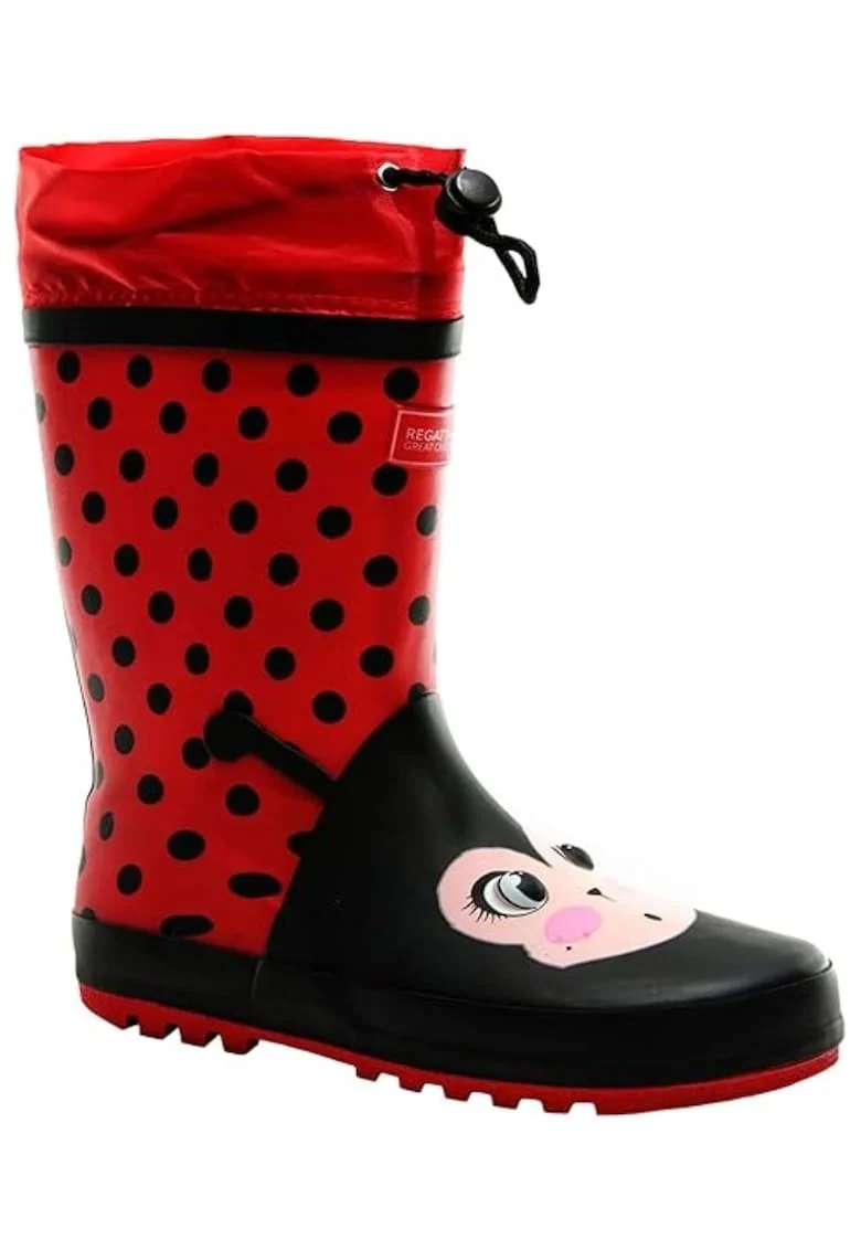 Cizme Wellington copii  impermeabile, rosu, cauciuc, slip-on