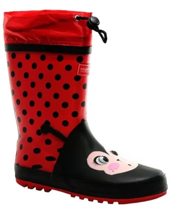 Cizme Wellington copii  impermeabile, rosu, cauciuc, slip-on