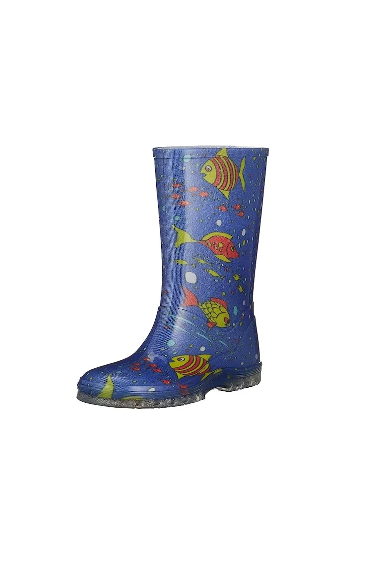 Cizme copii  impermeabili, albastru, cauciuc, slip-on,