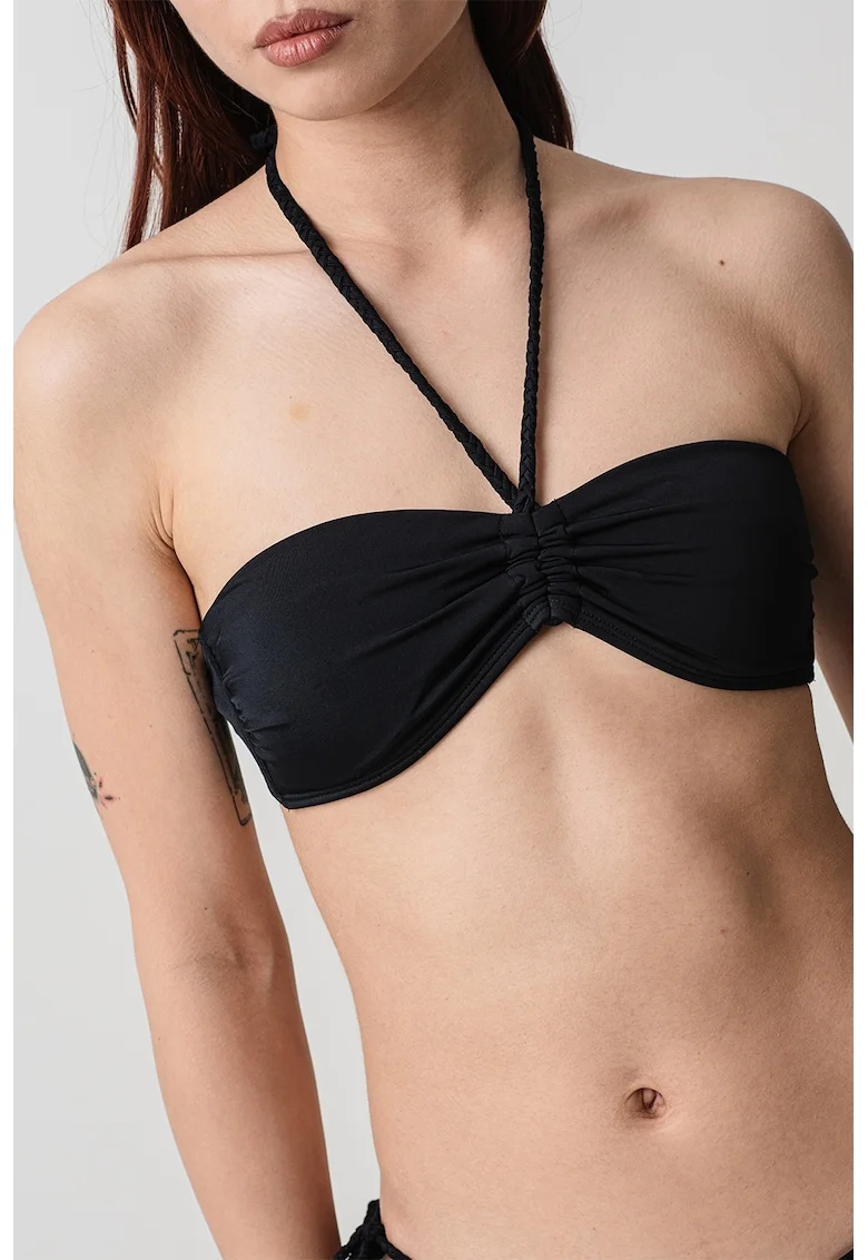 Sutien de baie cu decolteu halter, Negru