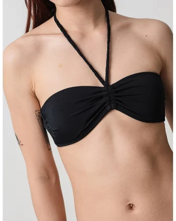 Sutien de baie cu decolteu halter, Negru